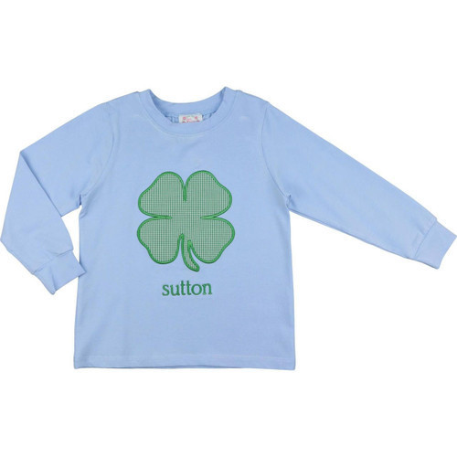 Blue Knit Applique Shamrock Shirt | Cecil and Lou