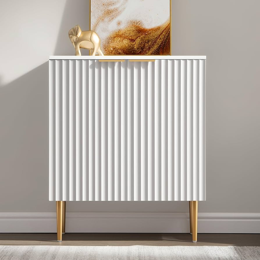 SICOTAS Fluted Sideboard Buffet Cabinet - Modern Credenza Storage Cabinet with 2 Doors & Adjustab... | Amazon (US)