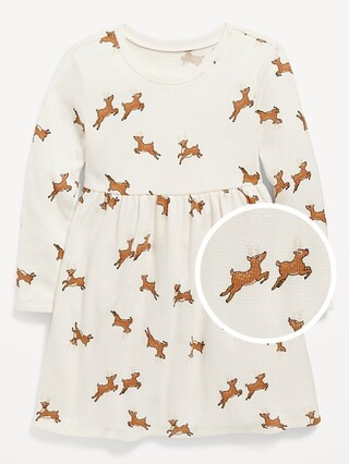 Fit & Flare Long-Sleeve Printed Thermal-Knit Dress for Toddler Girls | Old Navy (US)