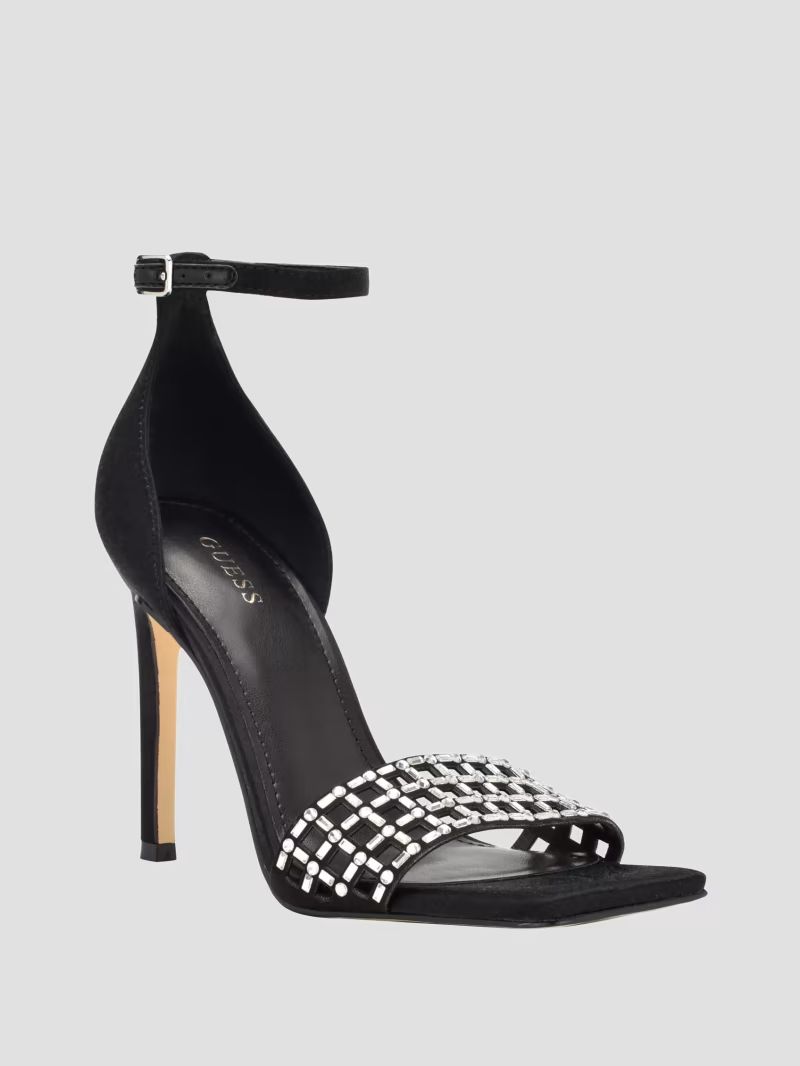Saile Rhinestone Cage Strappy Heels | Guess (US)