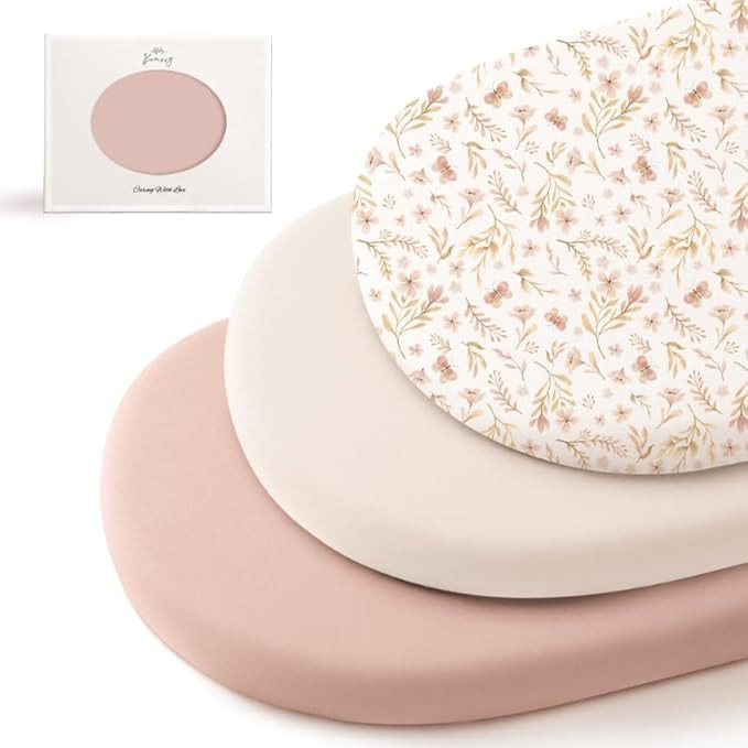 Konssy 3 Pack Stretchy Bassinet Sheets for Baby Girl Boy, Soft Breathable Baby Bassinet Mattress ... | Amazon (US)