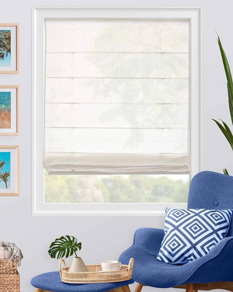 CHICOLOGY Roman Shades, Window Treatments, Window Shades for Home, 23" W X 64" H, Pacific White (... | Amazon (US)