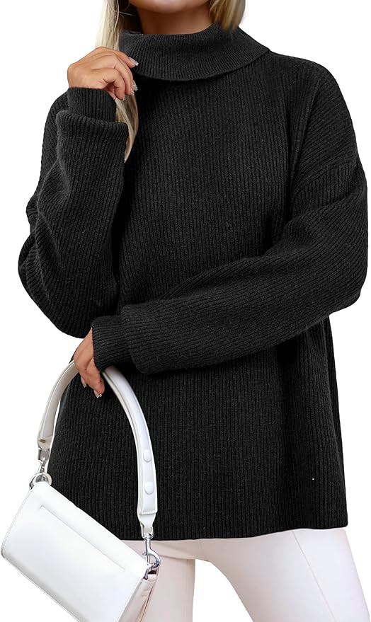 Arach&Cloz Women's Wool Blend Turtleneck Fall Winter Casual Ribbed Oversized Sweater Tops 2025 | Amazon (US)