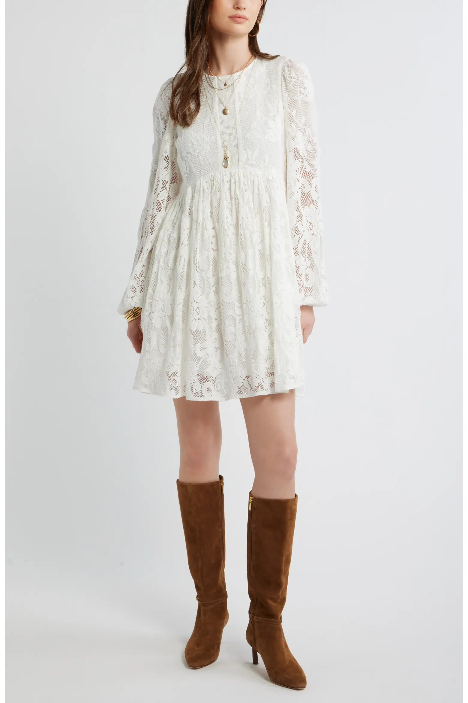 Long Sleeve Lace Babydoll Dress (Women) | Nordstrom | Nordstrom