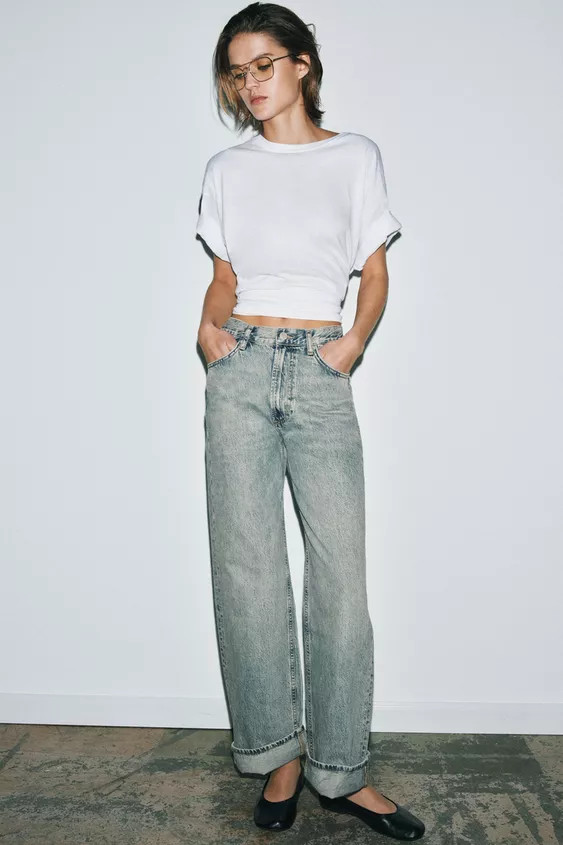 ZW COLLECTION MID-WAIST BAGGY JEANS | Zara UK