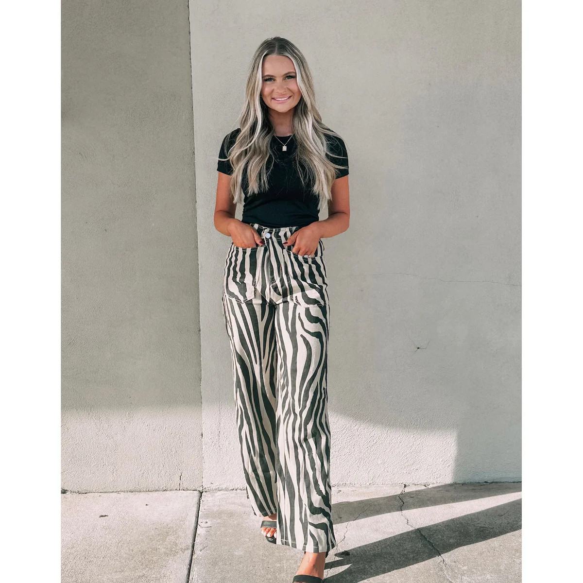Bold Zebra Print Wide Leg Pants | Southern Roots Clothing Co.