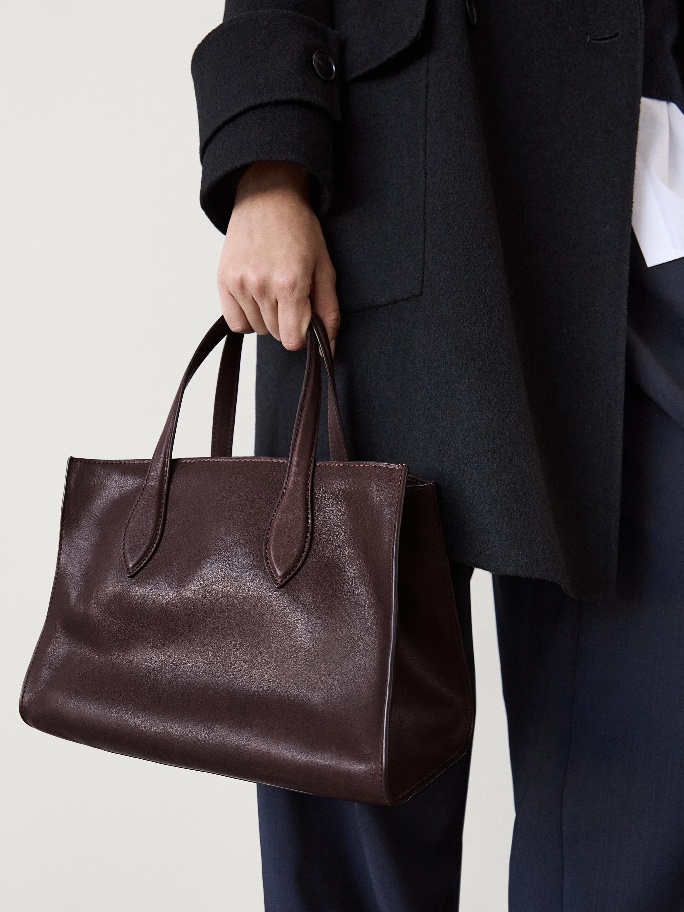 Mid-size nappa leather MD ICON tote bag | Massimo Dutti US