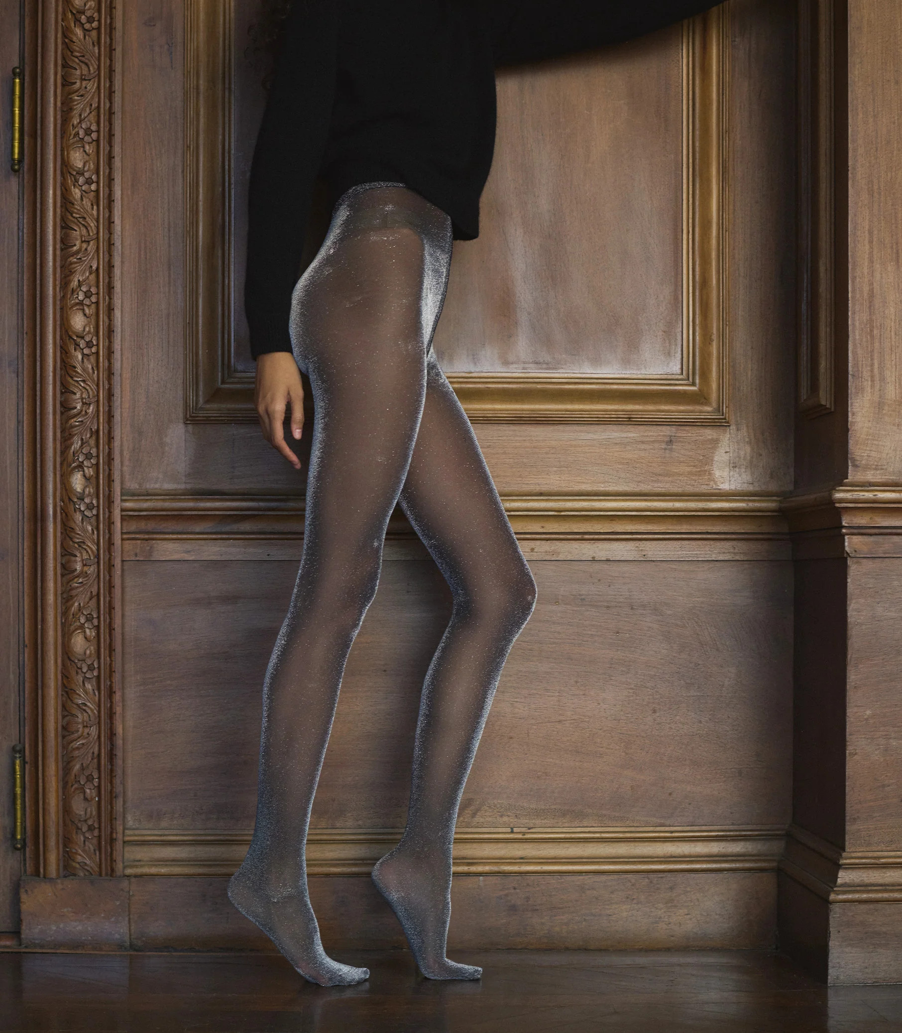 Wolford Lurex Shimmer Tights - Black | DÔEN | DOEN