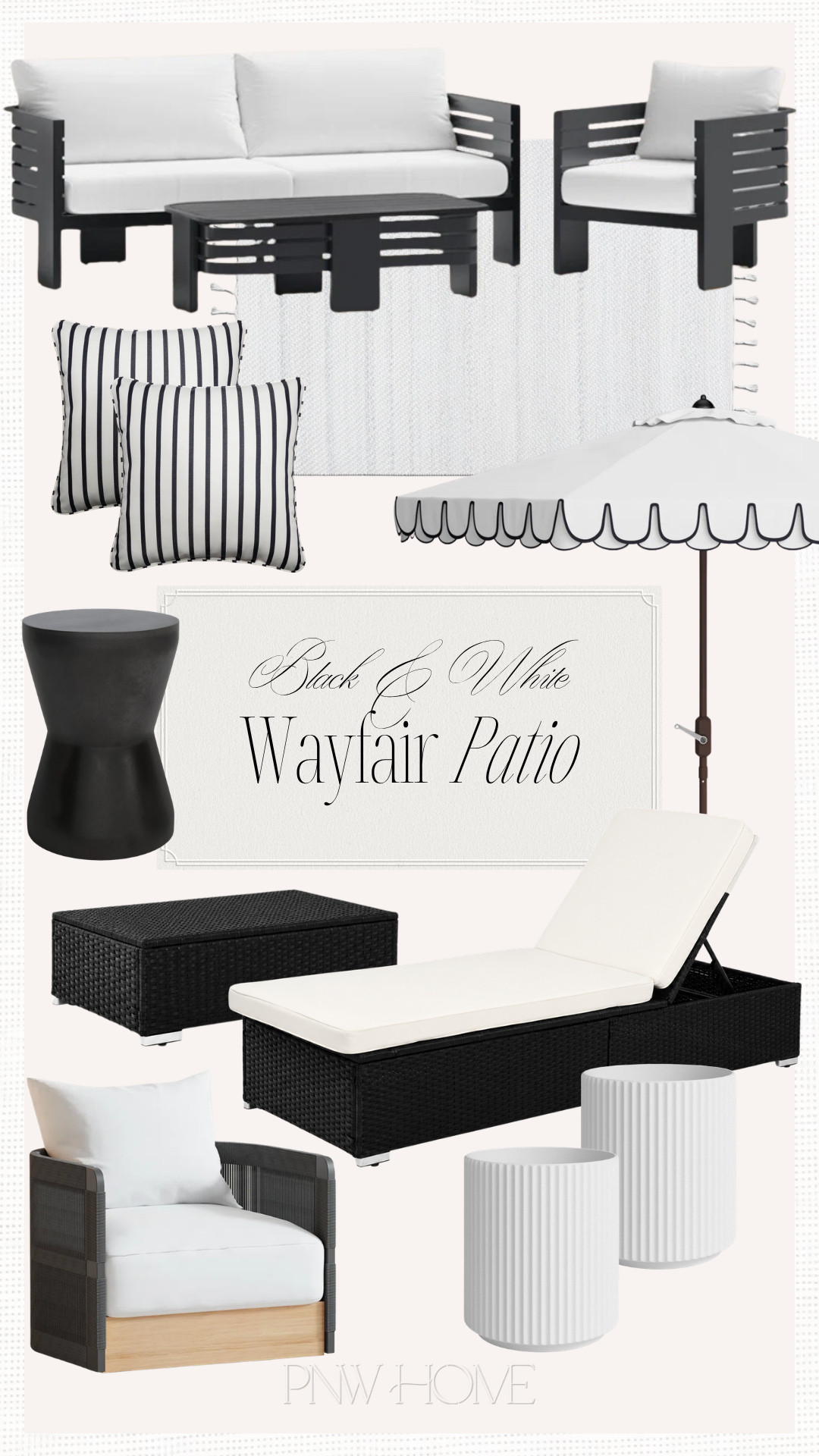 Black & white patio finds from Wayfair!

outdoor furniture, patio furniture, patio lounge chair, chaise longe, chaise chair, outdoor end table, patio end table, outdoor umbrella, patio umbrella, outdoor throw pillows, patio pillows, white planter pots, patio furniture set, black and white furniture, outdoor sofa, outdoor couch, outdoor coffee table, patio coffee table, outdoor rug, patio rug 

 #LTKSeasonal #LTKHome #LTKSaleAlert