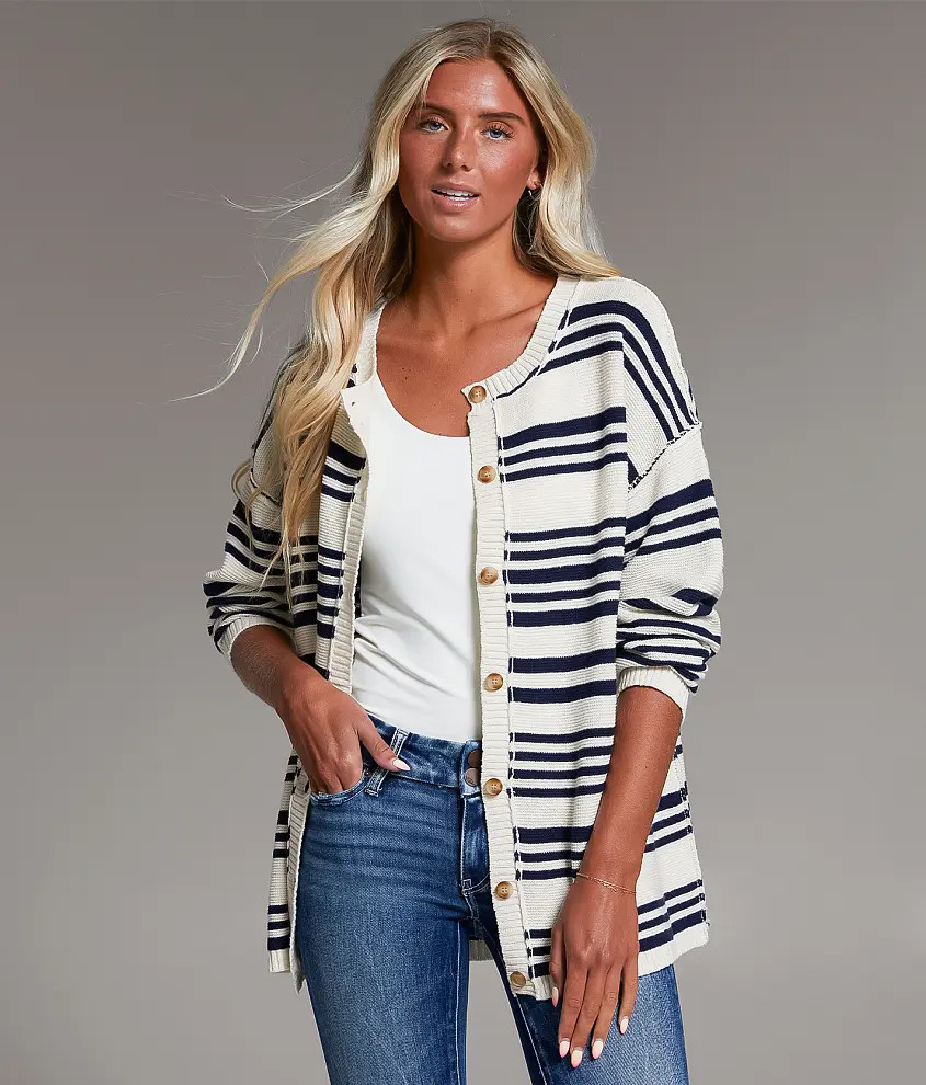 Prep Edit - Striped Cardigan Sweater | Buckle
