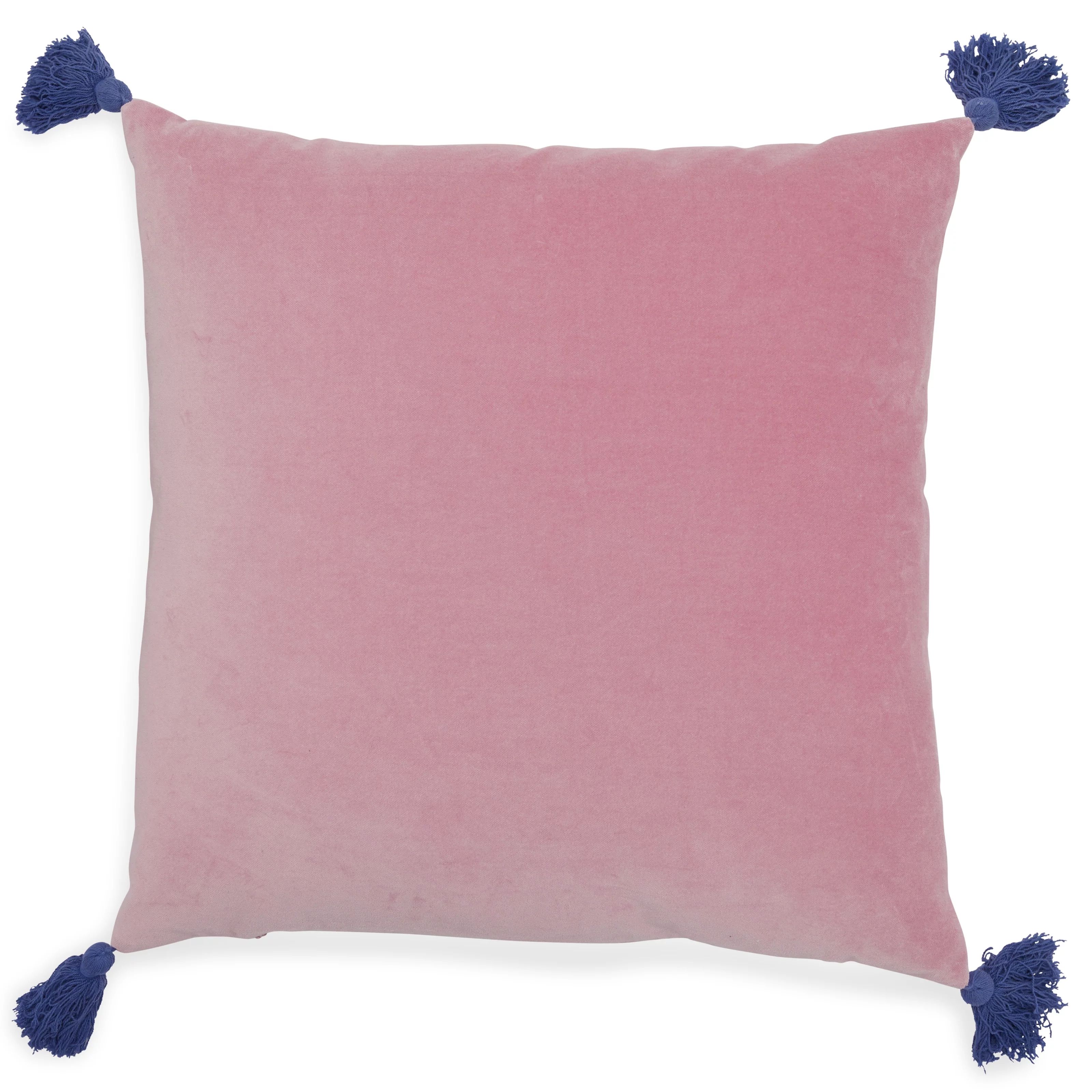 Drew Barrymore Flower Home Velvet Decorative Throw Pillow with Tassels, 20" x 20", Pink - Walmart... | Walmart (US)