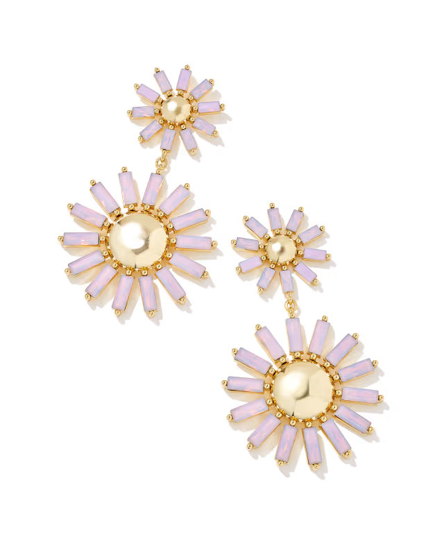 Madison Daisy Gold Statement Earrings in Pink Opal Crystal | Kendra Scott