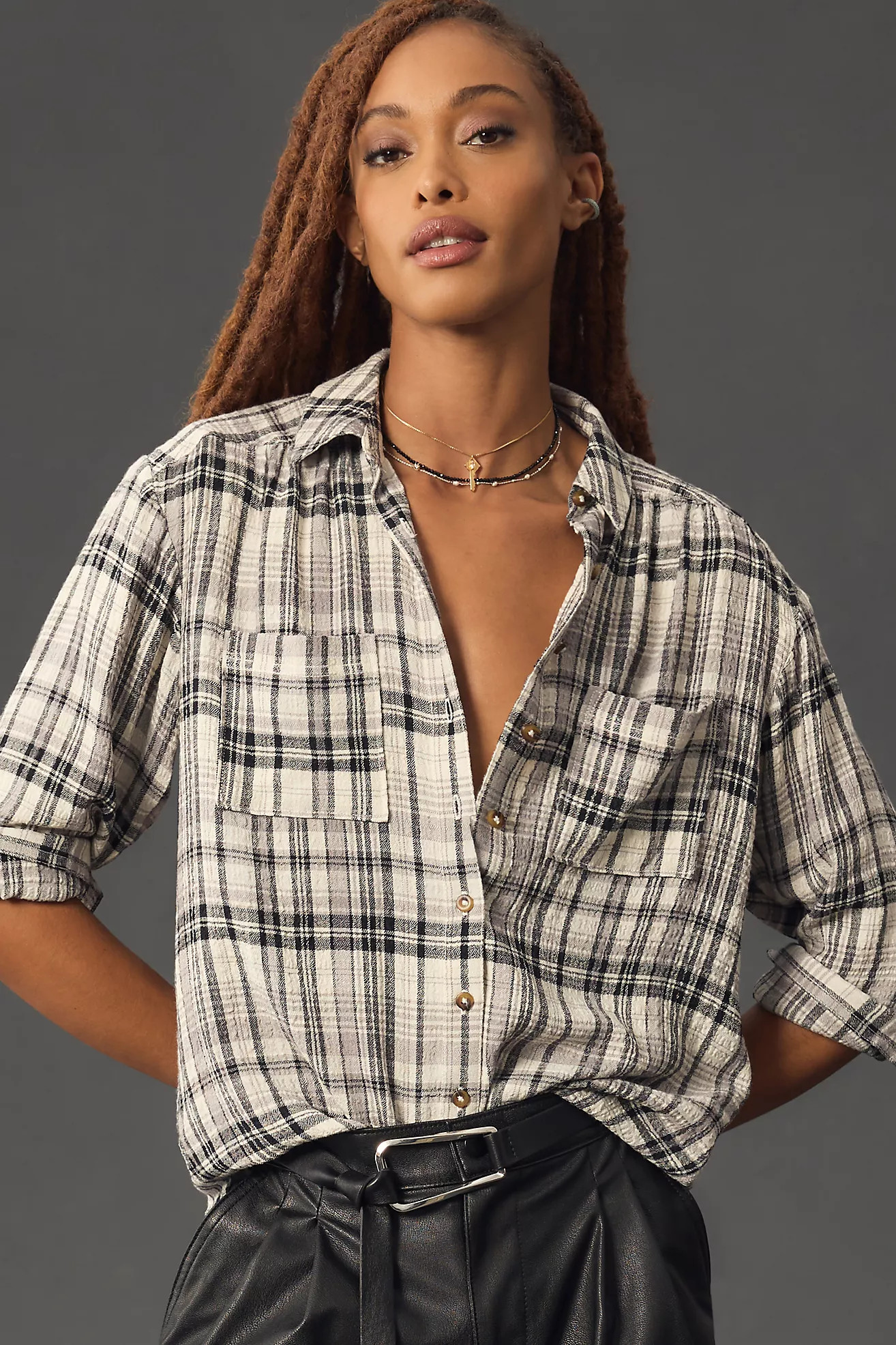 Pilcro Relaxed Plaid Buttondown Shirt | Anthropologie (US)