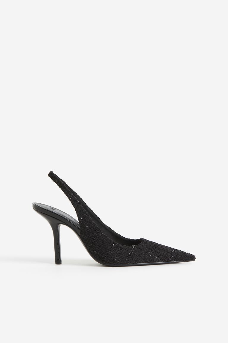 Pointed slingback court shoes - Black - Ladies | H&M GB | H&M (UK, MY, IN, SG, PH, TW, HK)
