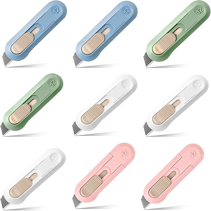 9 PSC Box Cutter,Retractable Box Opener, Package Opener, Easy Slide Retractable Cute Utility Knif... | Amazon (US)