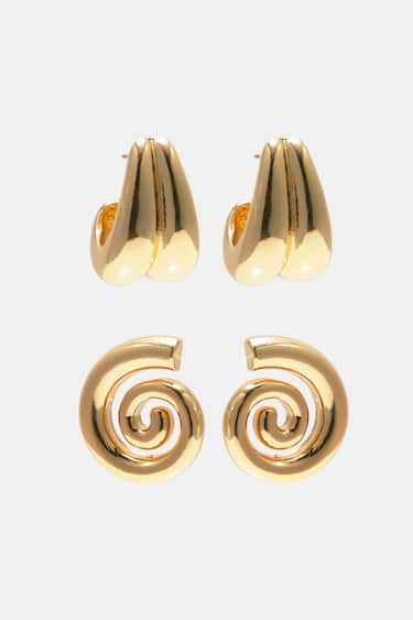 Lot boucles d’oreilles goutte et spirale | PULL and BEAR FR