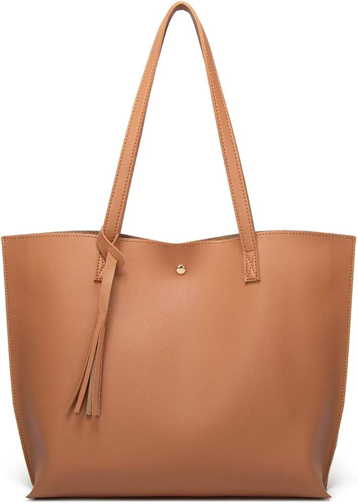 Dreubea Women's Soft Faux Leather Tote Shoulder Bag from, Big Capacity Tassel Handbag | Amazon (US)