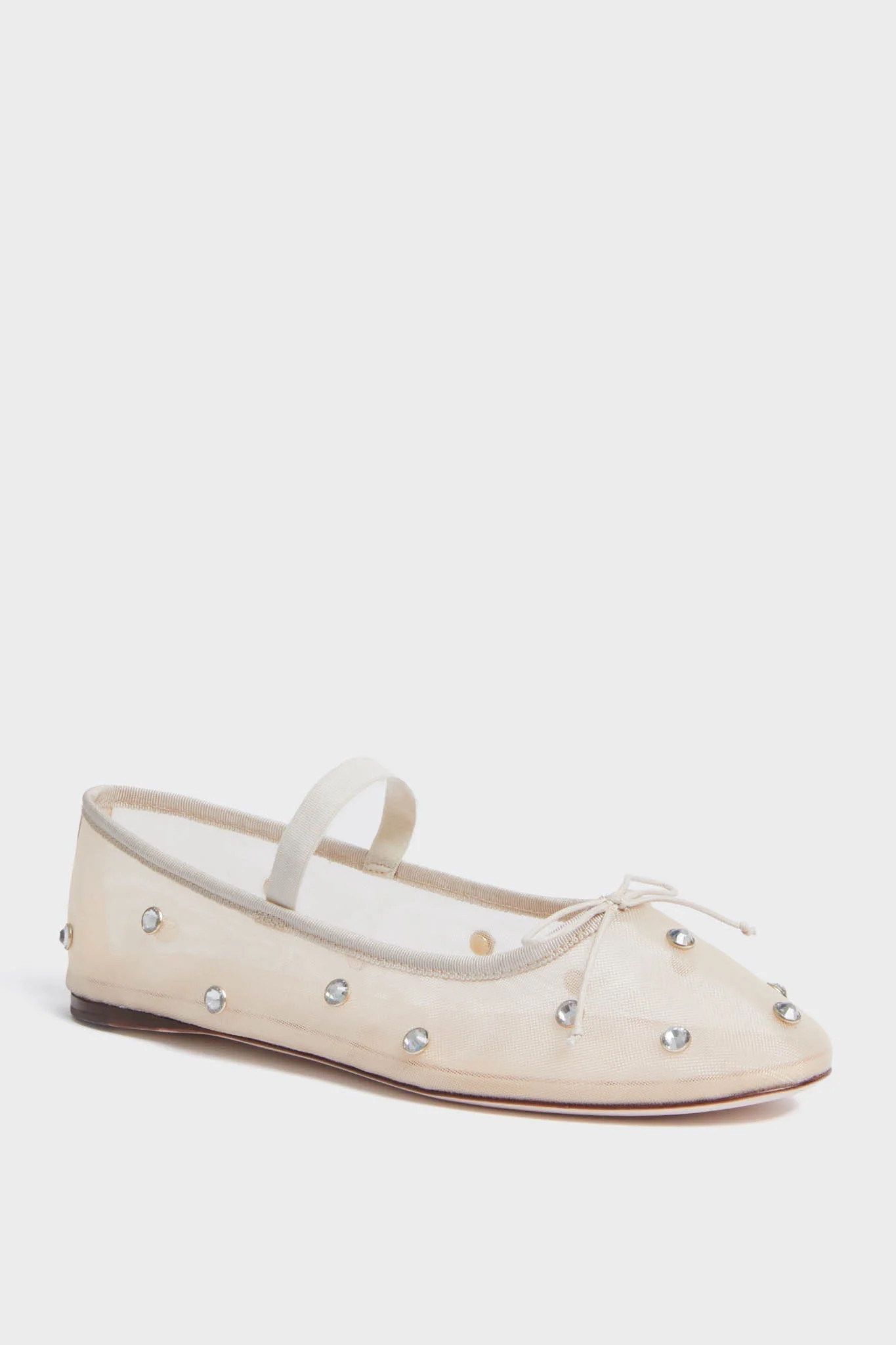 Cream Mesh with Clear Rhinestones Leonie Flats | Tuckernuck (US)