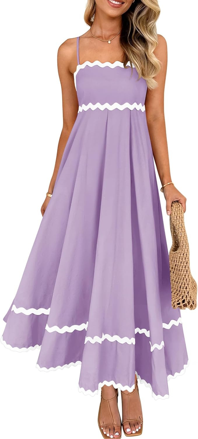 ZESICA Women's 2026 Summer Spaghetti Straps Sleeveless Backless Sundress Flowy Smocked Lace Swing... | Amazon (US)