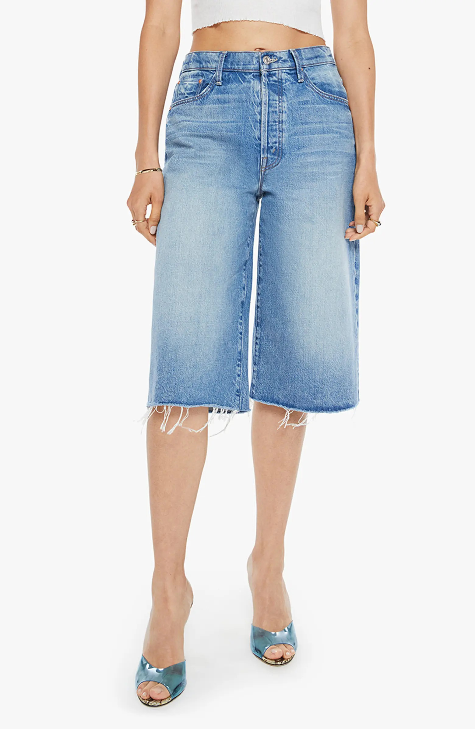 MOTHER The Whole Lot Frayed Hem Denim Shorts | Nordstromrack | Nordstrom Rack