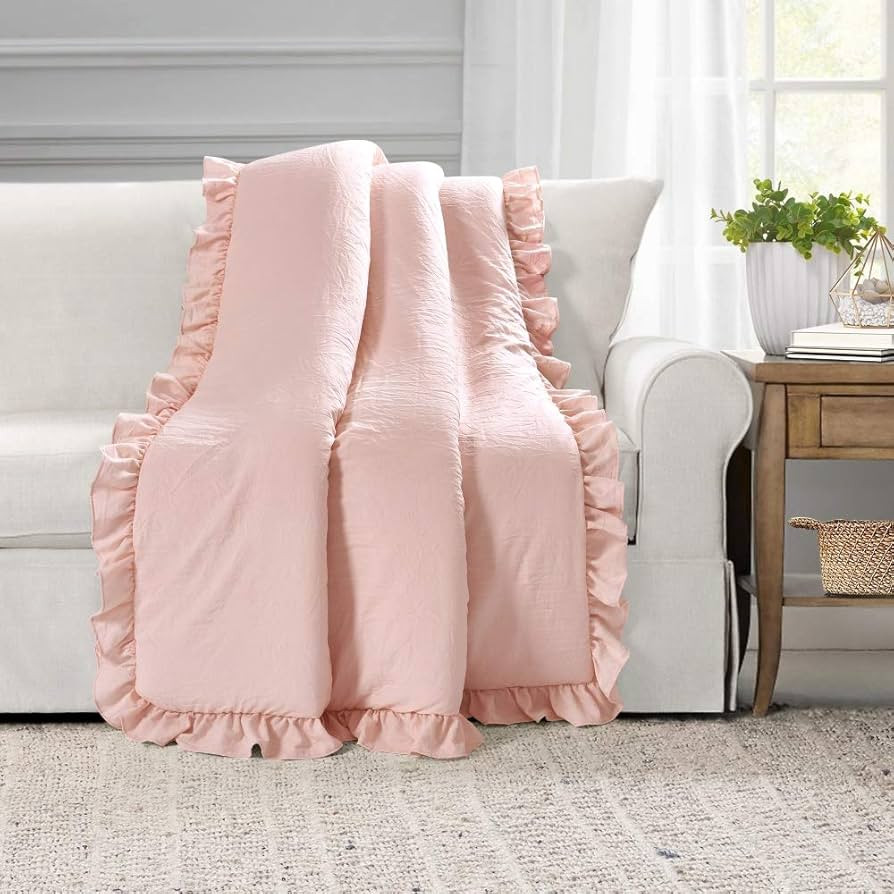 Lush Decor Reyna Throw Blanket, 60" x 50", Blush | Amazon (US)