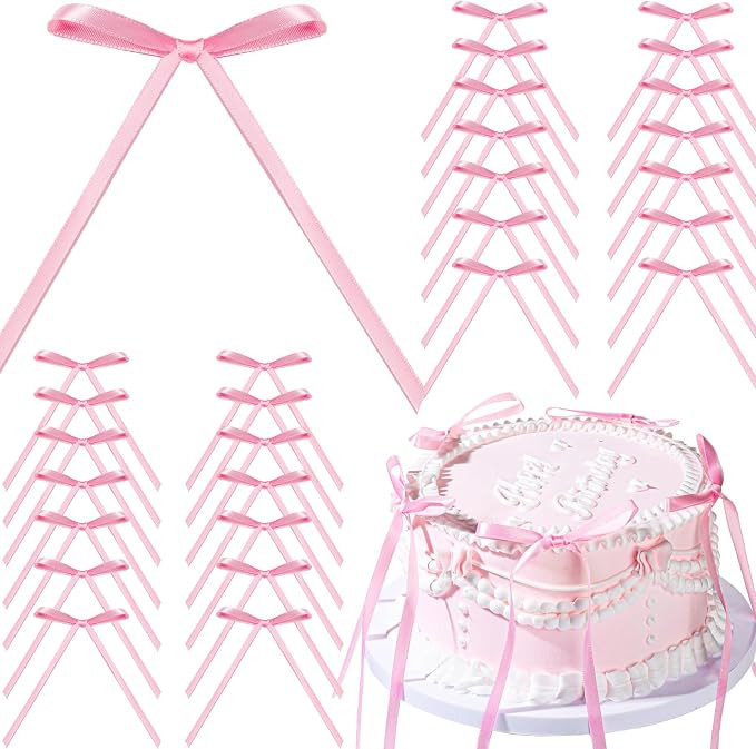 YGDZ Pink Bows for Cake, 30PCS Pink Bow Cake Topper, Ribbon Bowknot for Vintage Cake Decorating, ... | Amazon (US)