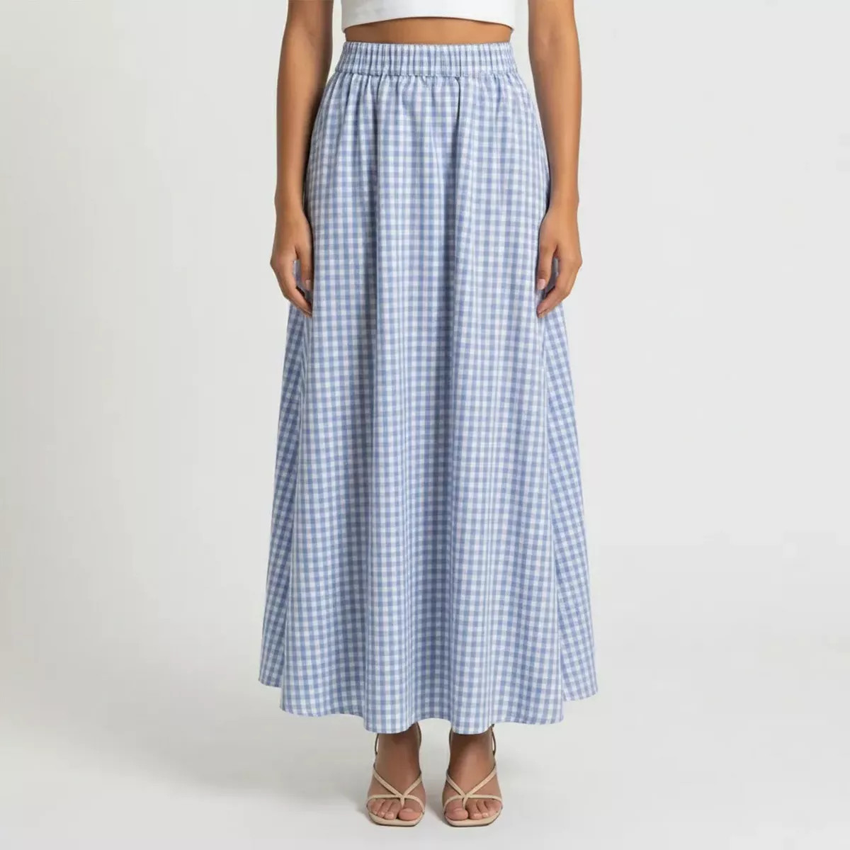 Anna-Kaci Women's Gingham Pattern Maxi Skirt with Full Gathered Silhouette and Soft Flowing Fabri... | Target