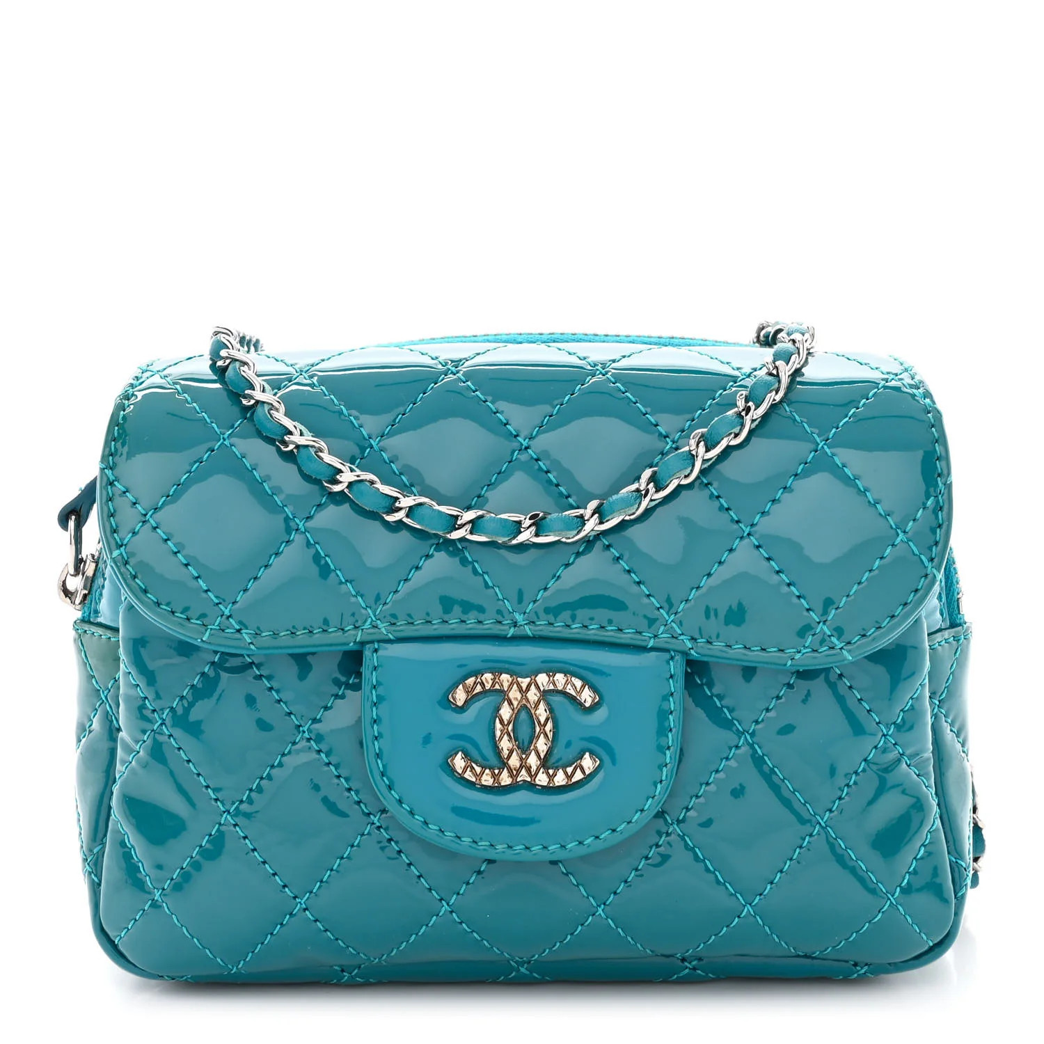 CHANEL Patent Brilliant Mini Flap WOC Bag Blue | FASHIONPHILE (US)