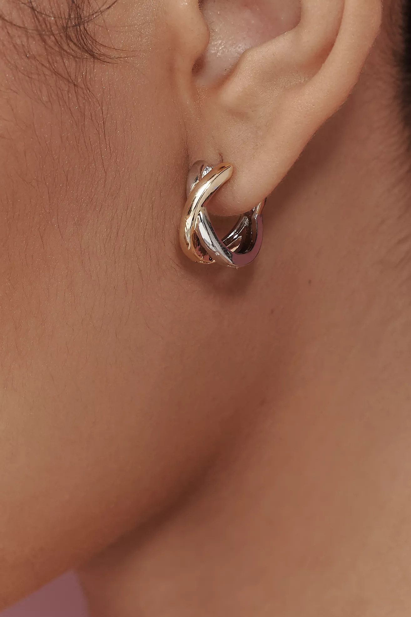 Twisted Mixed Metal Huggie Hoop Earrings | Anthropologie (US)