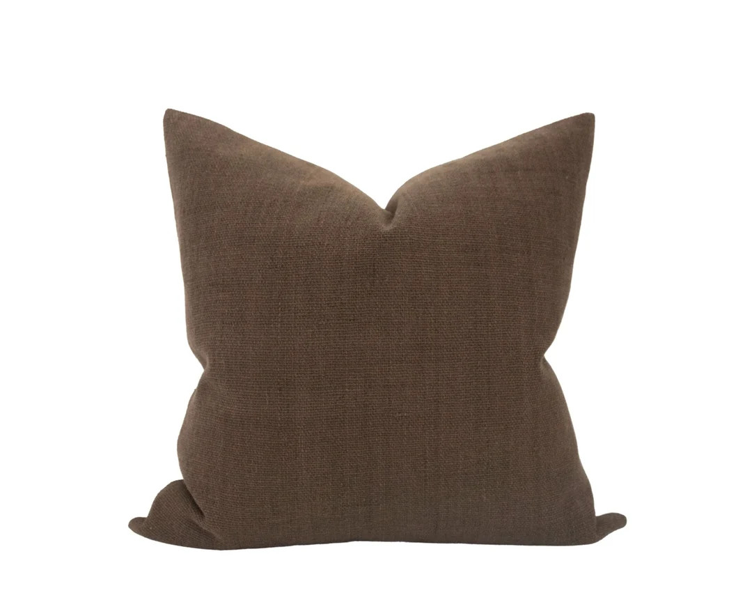 WINSTON Dark Brown Handwoven Pillow Cover Dark Brown Pillow - Etsy | Etsy (US)