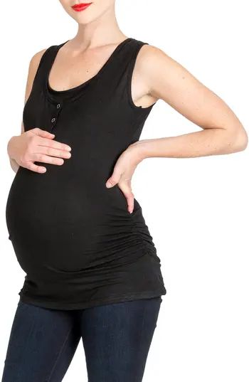 Women's Nom Maternity Henley Maternity Tank Top, Size X-Large - Black | Nordstrom