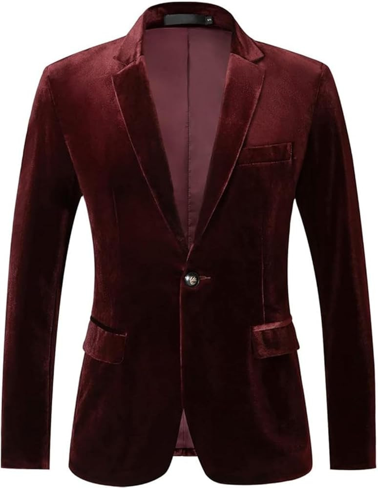 RONGKAI Mens Velvet Blazer Slim Fit Fashion Suit Jacket for Wedding Prom Dinner Party | Amazon (US)