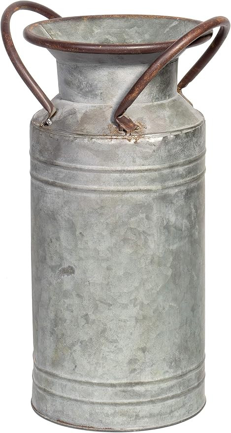 Red Co. 13” Large Decorative Farmhouse Galvanized Metal Milk Can Planter Vase with Handles | Amazon (US)