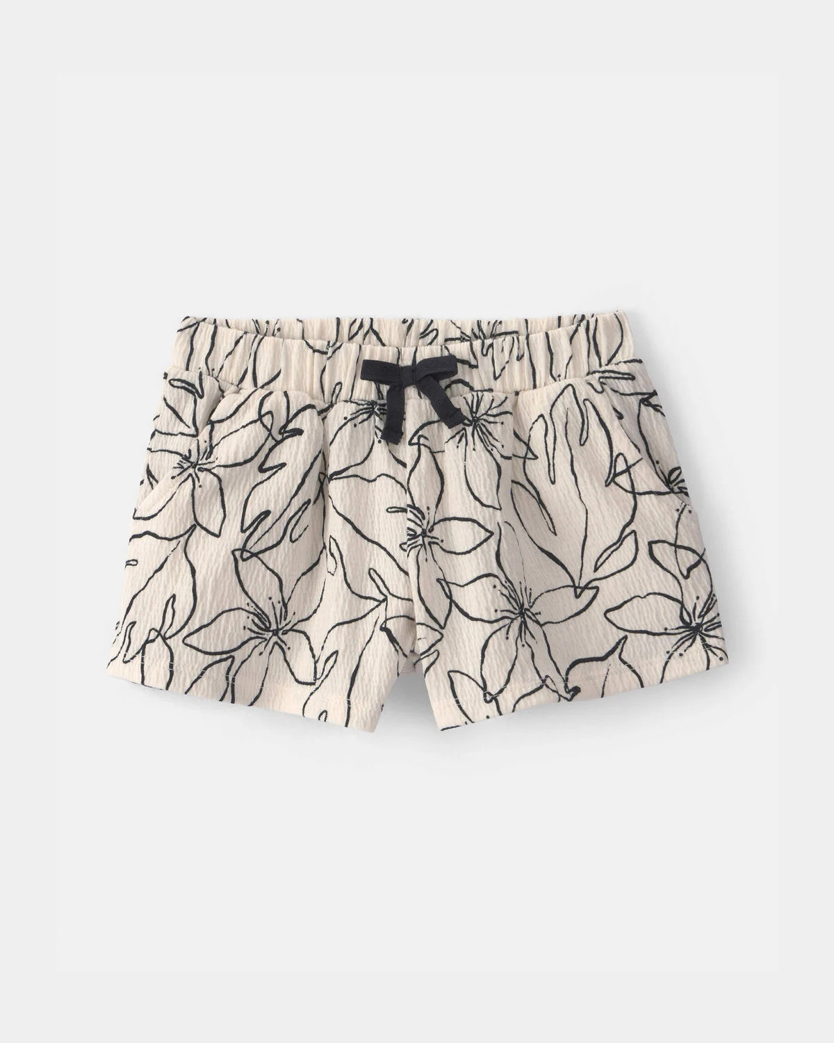 Toddler Girl Floral Crinkle Shorts - Black/Ivory | Carter's | Carter's Inc