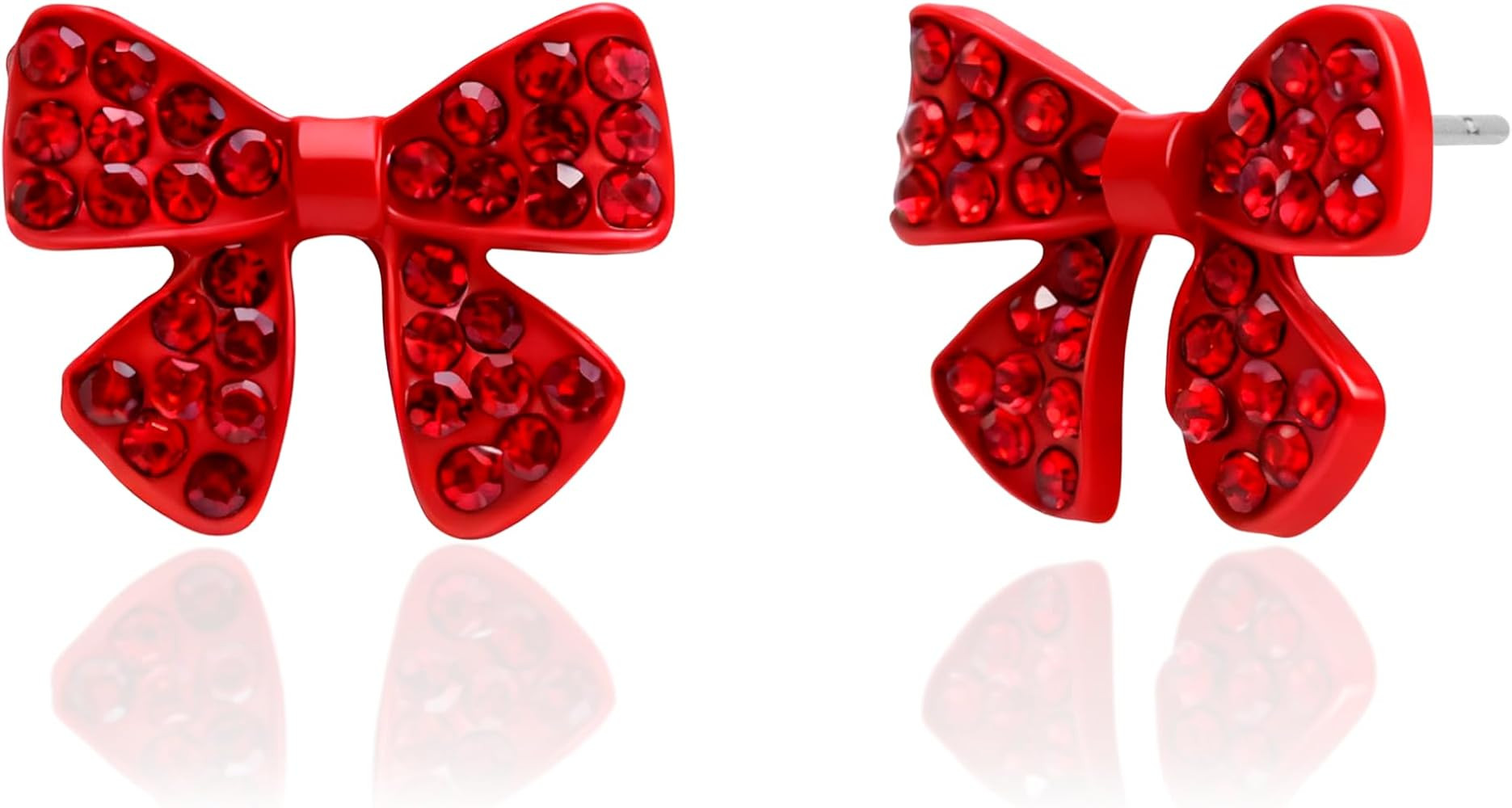 Sonateomber Christmas Red Bow Stud Earrings for Women, Dainty Cute Cubic Zirconia Rhinestone Ribb... | Amazon (US)