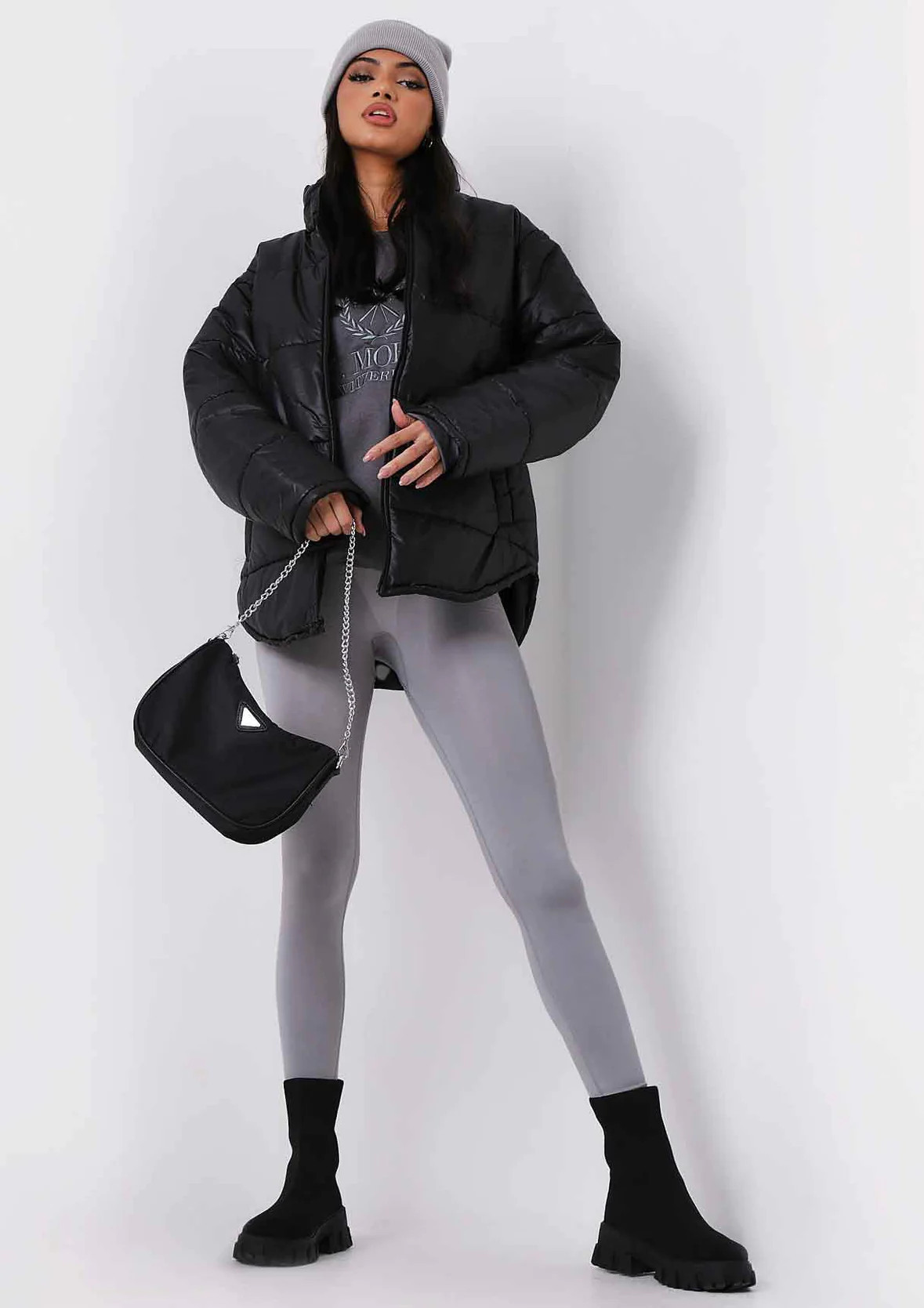 Nalia Black Oversized Puffa Coat | Missy Empire (UK)