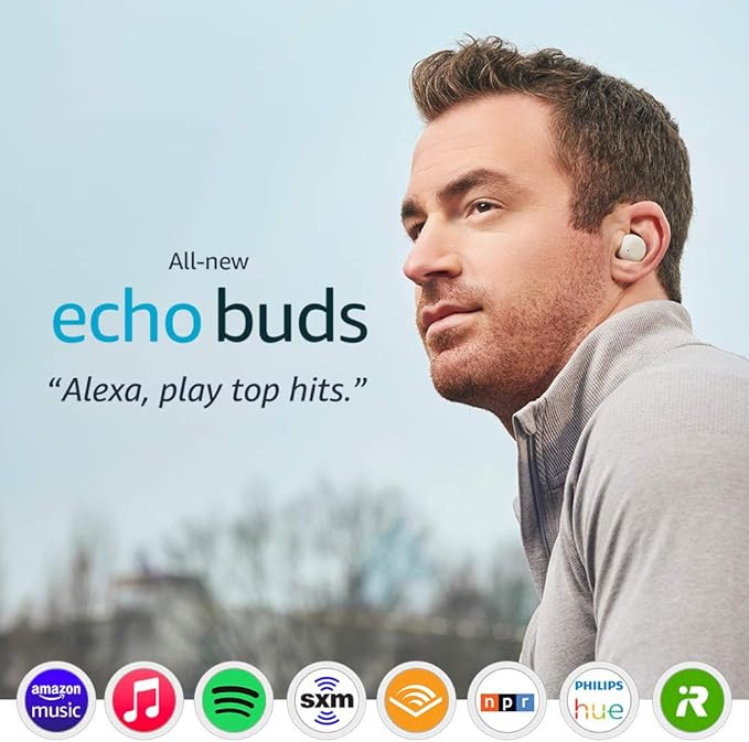 Echo Buds (2nd Gen) | Wireless earbuds with active noise cancellation and Alexa | Glacier White | Amazon (US)