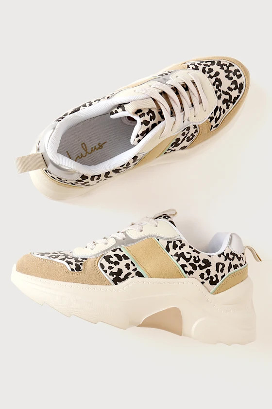 Mabelle Beige Leopard Chunky Sneakers | Lulus (US)