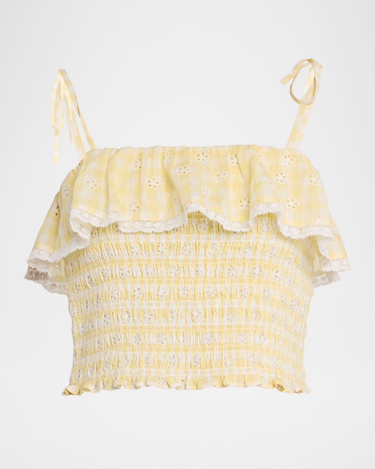 Renada Gingham Eyelet Top | Neiman Marcus