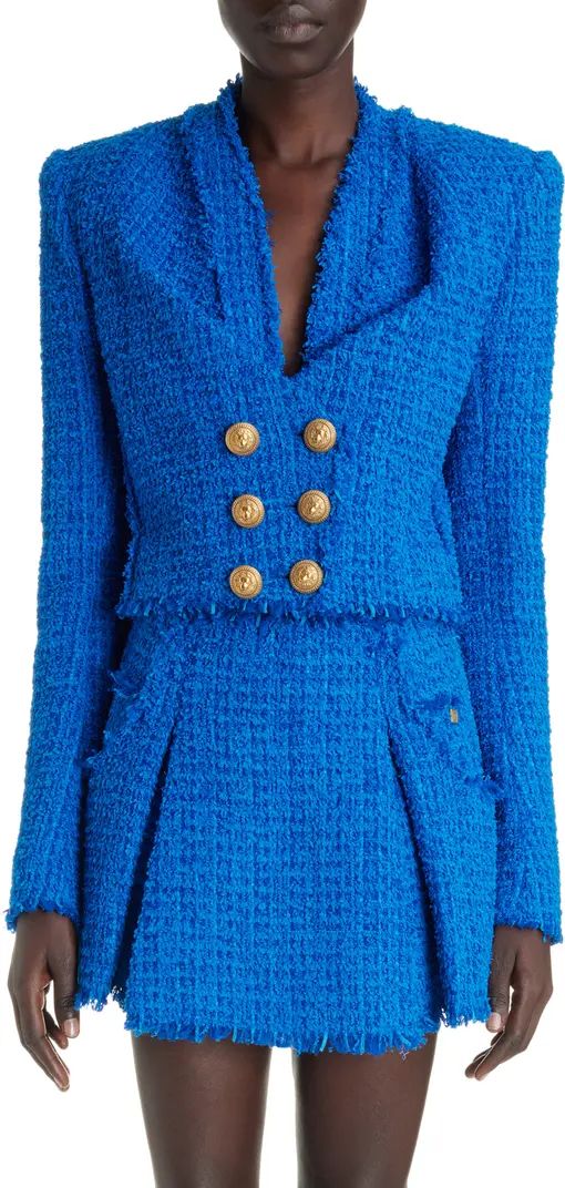 Collarless Crop Tweed Jacket | Nordstrom