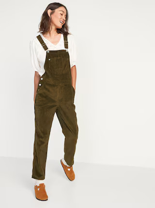 Slouchy Straight Button-Fly Corduroy Workwear Overalls for Women | Old Navy (US)