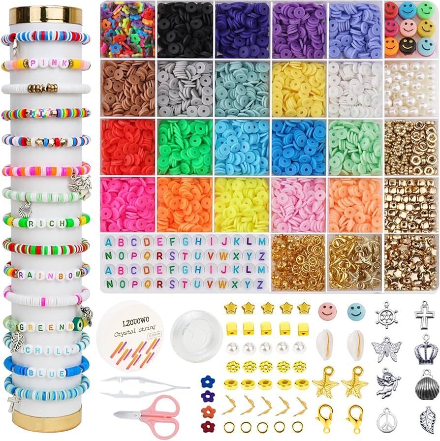 LZOUOWO 5300 Clay Beads for Bracelets Making Aesthetic Kit with Smiley Face Beads Polymer Clay Fl... | Amazon (US)