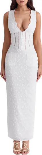 Sophina Embroidered Plunge Neck Bustier Dress | Nordstrom