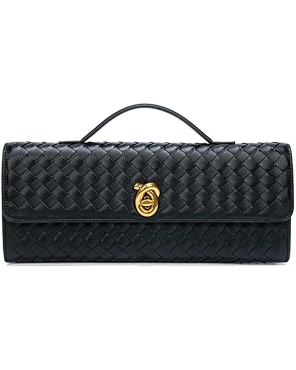 Women's Handmade Woven Evening Bag PU Leather Handbags Shoulder Bag Crossbody Purse for Women | Amazon (CA)