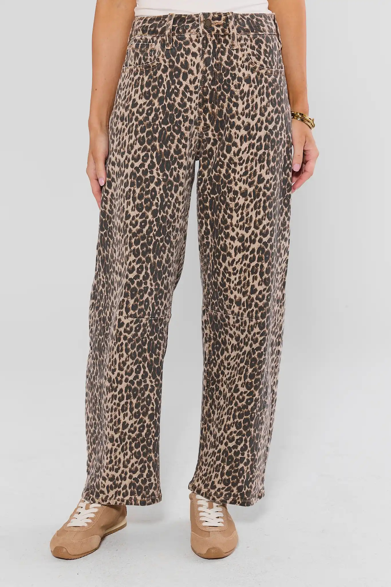 Harper Leopard Print Barrel Jeans | Avara