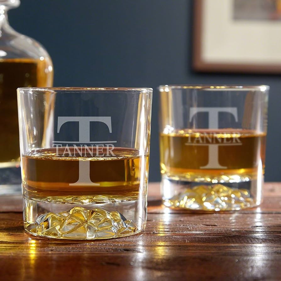 HomeWetBar Oakmont Personalized Rocks Glasses Set of 2-11.5oz Whiskey Glasses for Men, Customized... | Amazon (US)