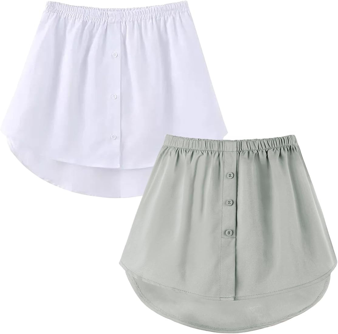 OBBUE Women's 2 Pcs Mini Adjustable Shirt Extender Removable Layering Half Length Underskirt with... | Amazon (US)