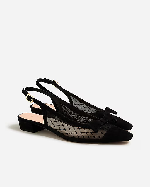 Square-toe slingback flats in mesh | J. Crew US