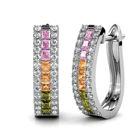Cate & Chloe Rachel 18k White Gold Plated 19mm Hoop Earrings with Swarovski Crystals Gift for Women | Walmart (US)