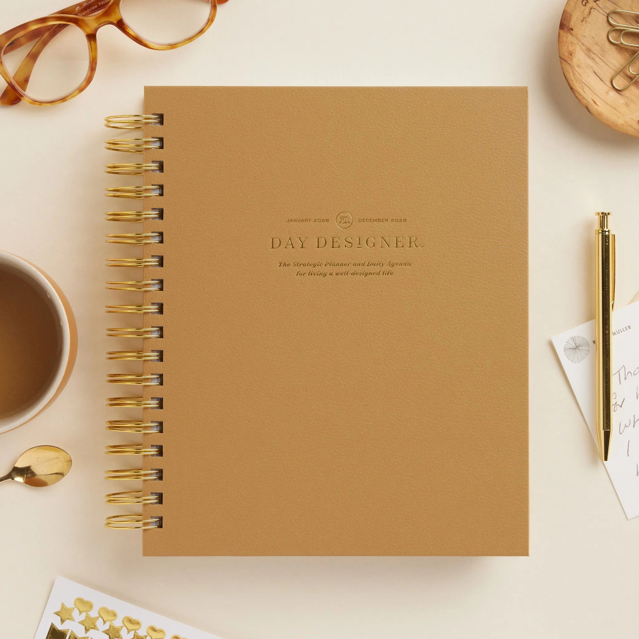 2026 Daily Planner: Caramel Latte Pebble Texture | Day Designer